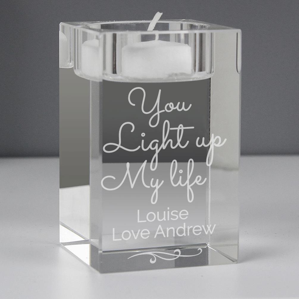 Personalised You Light Up My Life Glass Tea Light Holder Extra Image 3